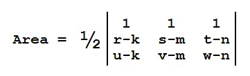 3-d triangle area matrix equation