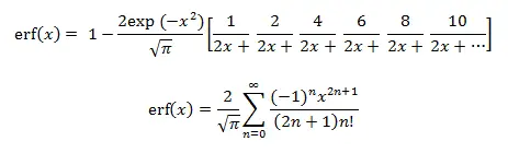 erf(x) series and continued fraction representation