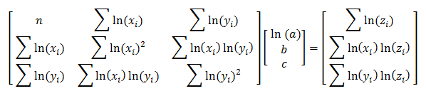 Power Regression Matrix Equation tri-variate power regression matrix equation