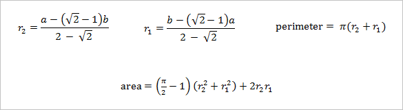 quarter circular arc ellipse approximation equations