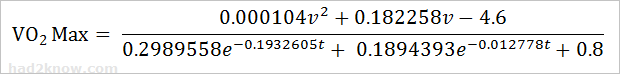 Gilbert and Daniels VO2 max equation